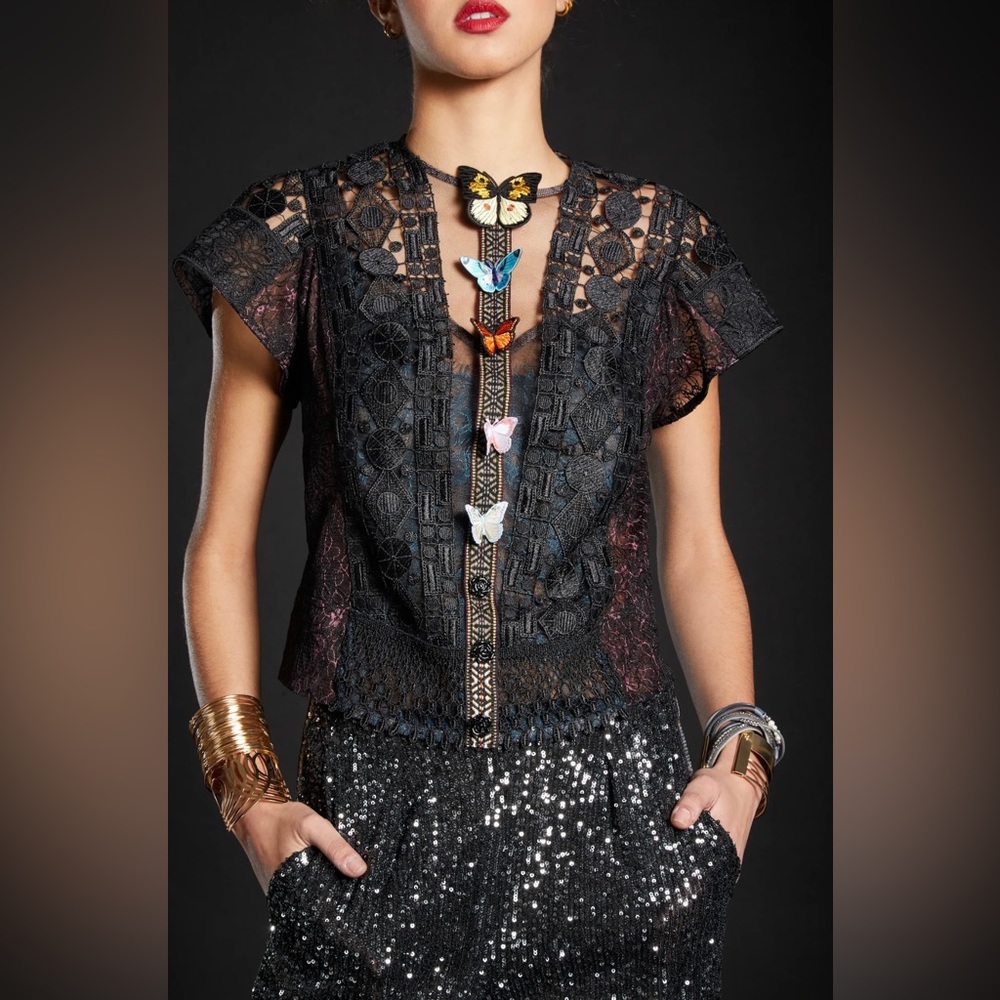Byron Lars Butterfly Lace Top